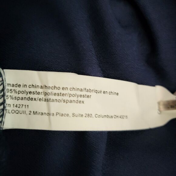 ELOQUII Navy Blue Long Sleeve Blouse Womens Plus 18 Pearl Like Buttons Classic - Picture 6 of 7